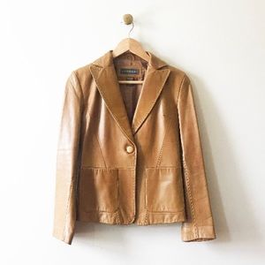 Camel Colored Leather Blazer - Vintage